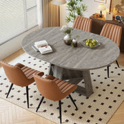 Hawsaiy Extendable Round to Oval Dining Table Set for 4–6, Space-Saving Wooden Table with Hidden Storage, Expandable Dining Table with Upholstered Chairs