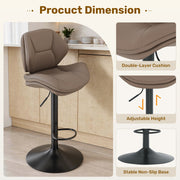 Hawsaiy Swivel Bar Stools Set of 2/4, Adjustable Height Faux Leather Bar Stools with Back, Double-Layer Upholstered Counter Height Bar Chairs for Kitchen Island