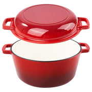 Kerilyn 2-in-1 Heavy-Duty Cast Iron Dutch Oven Pot - Kitchen & Dining Essential for Bread Baking, Cooking, Stewing - Nonstick, Oven Safe Up to 500°F, Dual Handles, Works on All Stovetops, Easy Cleaning, Durable Construction enamel cast iron Enamel