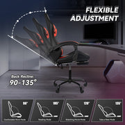 Hawsaiy Gaming Chair with LED Lights and Lumbar Support, Faux Leather High Back PC Gaming Chair