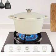 Kerilyn 4.5QT Enameled Dutch Oven- Chafing Dishes with Dual Handles,Non-stick Enamel Coated Cookwarefor Bread Baking, Cooking, andVersatile Kitchen Use