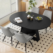 Hawsaiy Extendable Round to Oval Dining Table Set for 4–6, Space-Saving Wooden Table with Hidden Storage, Expandable Dining Table with Upholstered Chairs