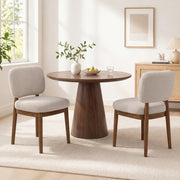 Hawsaiy Wooden Dining Chairs Set of 2/4/6, Boucle Upholstered Dining Room Chairs with Solid Wood Legs, Mid Century Modern Kitchen Chairs, Farmhouse Side Chairs with Back for Dining Room