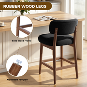 Hawsaiy Counter Height Bar Stools Set of 2/4, Mid Century Modern Boucle Barstools with Solid Wood Frame, Upholstered Kitchen Island Stools with Backrest & Footrest