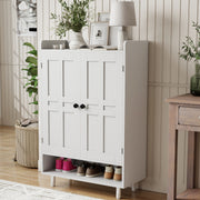 Hawsaiy Entrance Shoe Cabinet with Doors, 6-Tier Farmhouse Shoe Storage Organizer with Adjustable Shelves, Holds 18-24 Pairs, Entryway Shoe Rack Cabinet with Metal Legs