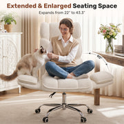Hawsaiy Big and Tall Office Chair, Flip Armrests with Side Pockets, Comfy Criss Cross Office Chair with Extra-Wide Plush Seat, 150° Reclining Executive Office Chair, Chenille Upholstery
