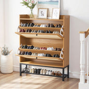 Hawsaiy Slim Entryway Shoe Storage Cabinet with 2/3 Flip Drawers, Narrow Freestanding Shoe Organizer Holds 16–20 Pairs, Space-Saving Wooden Shoe Rack for Hallway, Foyer