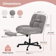 Hawsaiy Criss Cross Office Chair with Footrest, Oversized Sherpa Cross Legged Desk Chair, Height Adjustable Swivel Vanity Chair for Home Office Bedroom