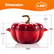 Hawsaiy 4.5 QT Pumpkin Shaped Cast Iron Dutch Oven, 360° Uniform Heating, Enameled Cast Iron Pot with Lid, Suitable for Most Stoves, Festive Cookware