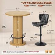 Hawsaiy Bar Table and Chairs Set for 2, 3-Piece Pub Table Set with 2 Adjustable Swivel Bar Stools, Counter Height Dining Table Set for Kitchen, Apartment, Home Bar, Small Space