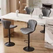 Nalupatio Modern Bar Stools Set of 2 Faux Leather Upholstered Swivel Barstools,Black