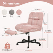 Hawsaiy Criss Cross Office Chair with Footrest, Oversized Sherpa Cross Legged Desk Chair, Height Adjustable Swivel Vanity Chair for Home Office Bedroom