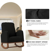 Hawsaiy Comfortable Velvet Nursery Rocking Chair with Padded Seat & High Backrest