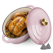 Hawsaiy Enameled Oval Dutch Oven Pot with Lid and Dual Handles, Cast Iron Dutch Oven for Cooking, Bread Baking, Non-stick Enamel Coated Cookware