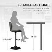 Nalupatio Modern Bar Stools Set of 2, Adjustable Faux Leather Upholstered Swivel Bar Stools, Counter Height Bar Chairs with Back for Kitchen Island, Black