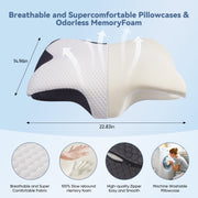 Hawsaiy 1/2 Pack Ergonomic Contour Memory Foam Pillow for Neck and Shoulder Pain Relief, Orthopedic Cervical Support Pillow with Washable Pillowcase, for Side, Back, and Stomach Sleepers