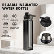 Hawsaiy 24 oz Insulated Stainless Steel Water Bottle with Handle, Leak-Proof Lid & Wide Mouth, Double Wall Vacuum, BPA Free, Keeps Cold & Hot