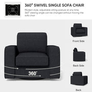 Hawsaiy Swivel Accent Chair, Cozy Linen Reading Chair for Adults, Comfy Single Sofa Chair with Extra Wide Armrests, Mid-Century Modern Arm Chair for Living Room, Bedroom, Office