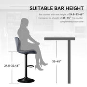 Nalupatio Modern Bar Stools Set of 2, Adjustable Faux Leather Upholstered Swivel Bar Stools, Counter Height Bar Chairs with Back for Kitchen Island, Black