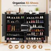 Hawsaiy Entrance Shoe Cabinet with Doors, 6-Tier Farmhouse Shoe Storage Organizer with Adjustable Shelves, Holds 18-24 Pairs, Entryway Shoe Rack Cabinet with Metal Legs