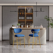 Hwawsaiy Counter Height Bar Stools Set of 2, Velvet Ergonomic Modern Counter Stool with Back, 25.9 inch Seat Height Comfy Bar Chairs with Powder Sprayed Golden Metal Legs, Grey