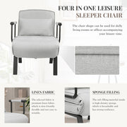 Nalupatio Versatile Convertible Armchair Sofa with Pillow - Foldable, Linen/Fabric, Steel Frame for Home & Office Use,