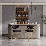 Hwawsaiy Counter Height Bar Stools Set of 2, Velvet Ergonomic Modern Counter Stool with Back, 25.9 inch Seat Height Comfy Bar Chairs with Powder Sprayed Golden Metal Legs, Grey