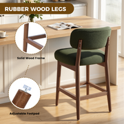 Hawsaiy Counter Height Bar Stools Set of 2/4, Mid Century Modern Boucle Barstools with Solid Wood Frame, Upholstered Kitchen Island Stools with Backrest & Footrest