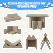 Hawsaiy Kids Sofas Modular 4PCS Sponge Armless Reclining Sofa with Removable Cover