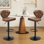 Nalupatio Bar Stools,PU Leather Adjustable Swivel Barstools Kitchen Counter Height Bar Stools, Hydraulic for Kitchen Counter Height, Square Island Backed Bar Stools,Black,Set of 2