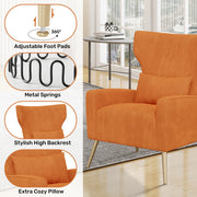 Hawsaiy Mid Century Modern Velvet Accent Chair Set of 1/2, High Back Armchair with Metal Legs, Upholstered Comfy Chair for Living Room and Bedroom