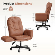 Hawsaiy Criss Cross Office Chair with Flip-Up Arms, Ergonomic Cross Legged Desk Chair, PU Leather Executive Computer Chair, 135° Reclining Plush Cushion, Pet-Friendly