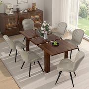 Hawsaiy Extendable Dining Table Set for 4, Shell Back Upholstered Dining Chairs, Farmhouse Kitchen Dining Room Set, Hidden Leaf Dining Table Seats 6-8