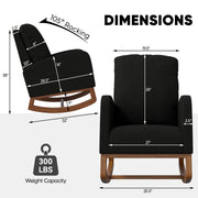 Nalupatio Rocking Chair Nursery, Reading Chair, Glider Accent Chair, Rocking Accent Chair with Wood Legs for Living Room, Bedroom Brown Coffee