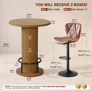 Hawsaiy Bar Table and Chairs Set for 2, 3-Piece Pub Table Set with 2 Adjustable Swivel Bar Stools, Counter Height Dining Table Set for Kitchen, Apartment, Home Bar, Small Space