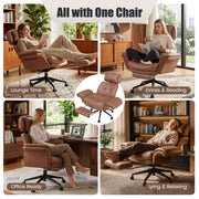 Hawsaiy Criss Cross Office Chair with Flip-Up Armrests and Headrest, 135° Reclining Executive Desk Chair with Side Pockets, Cross Legged Office Chair with Footrest & Wide Seat