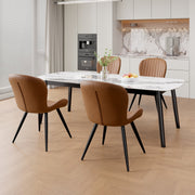 Hawsaiy Modern Dining Room Chairs Set of 2/4/6, Upholstered Kitchen Dinner Chair Fabric and Curved Backrest Kitchen Chairs Dark Grey