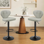 Nalupatio Bar Stools,PU Leather Adjustable Swivel Barstools Kitchen Counter Height Bar Stools, Hydraulic for Kitchen Counter Height, Square Island Backed Bar Stools,Black,Set of 2