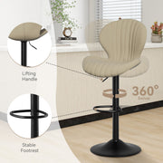 Nalupatio Bar Stools Set of 2 Modern Swivel Bar Chairs, Barstools Counter Height with High Backrest, Easy 3-5 Minute Assembly for Bar, Kitchen, Dining Room Beige