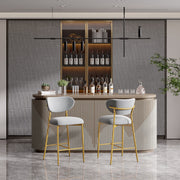 Hwawsaiy Counter Height Bar Stools Set of 2, Velvet Ergonomic Modern Counter Stool with Back, 25.9 inch Seat Height Comfy Bar Chairs with Powder Sprayed Golden Metal Legs, Grey