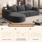 Luxanimarion Modular Sectional Sofa with L-Shape Chaise,Cloud Sectional Modern Sleeper Couch with Deep Seat,Sponge Compression Sofas No Assembly Required (Beige-Corduroy Fabric)