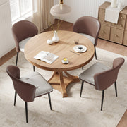 Hawsaiy Faux Leather Dining Chairs Set of 2/4/6, Modern Curved Back Upholstered Kitchen Side Chairs with Metal Legs