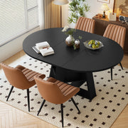 Hawsaiy Extendable Round to Oval Dining Table Set for 4–6, Space-Saving Wooden Table with Hidden Storage, Expandable Dining Table with Upholstered Chairs
