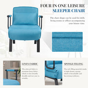 Nalupatio Versatile Convertible Armchair Sofa with Pillow - Foldable, Linen/Fabric, Steel Frame for Home & Office Use,