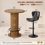 Hawsaiy Bar Table and Chairs Set for 2, 3-Piece Pub Table Set with 2 Adjustable Swivel Bar Stools, Counter Height Dining Table Set for Kitchen, Apartment, Home Bar, Small Space