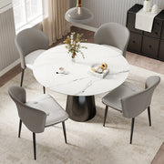 Hawsaiy Faux Leather Dining Chairs Set of 2/4/6, Modern Curved Back Upholstered Kitchen Side Chairs with Metal Legs