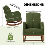 Nalupatio Rocking Chair Nursery, Reading Chair, Glider Accent Chair, Rocking Accent Chair with Wood Legs for Living Room, Bedroom Brown Coffee