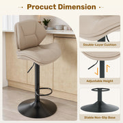 Hawsaiy Swivel Bar Stools Set of 2/4, Adjustable Height Faux Leather Bar Stools with Back, Double-Layer Upholstered Counter Height Bar Chairs for Kitchen Island