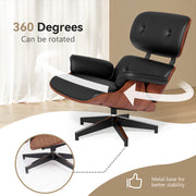 Nalupatio Lounge Chair with Ottoman, Comfy Recliner with Wide Armrest, Mid Century Modern Accent Chair with Heavy Duty Base Support for Living Room Bedroom Office (Top PU Leather)