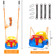 Hawsaiy 3-in-1 Baby Swing Set,Secure & Anti-Flip Toddler Swing with Hanging Straps & Hooks, Detachable Seat for Indoor/Outdoor Play